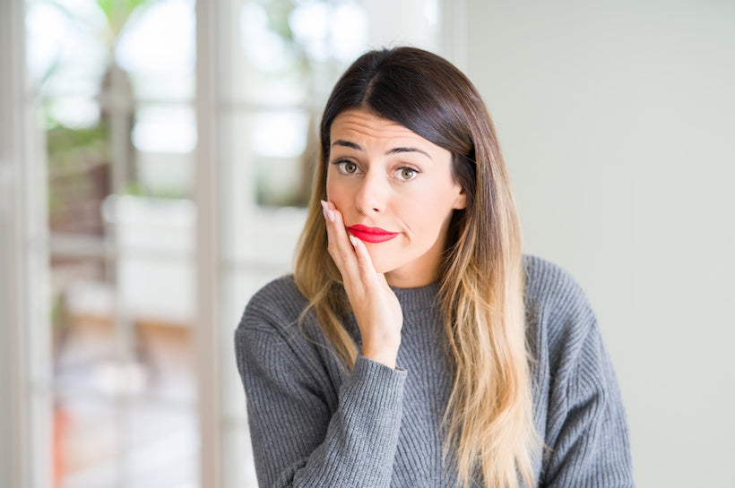 Woman with red lipstick
